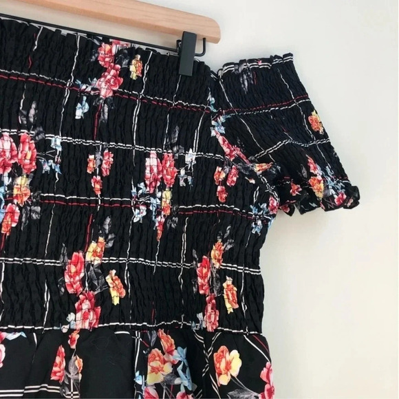 New City Chic Smock Off the Shoulder Dress Picnic bouquet floral print pockets - Picture 7 of 12